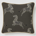 Linen Cotton Zebra Print Cushion Cover - Animal Motif Pillow (16x16)