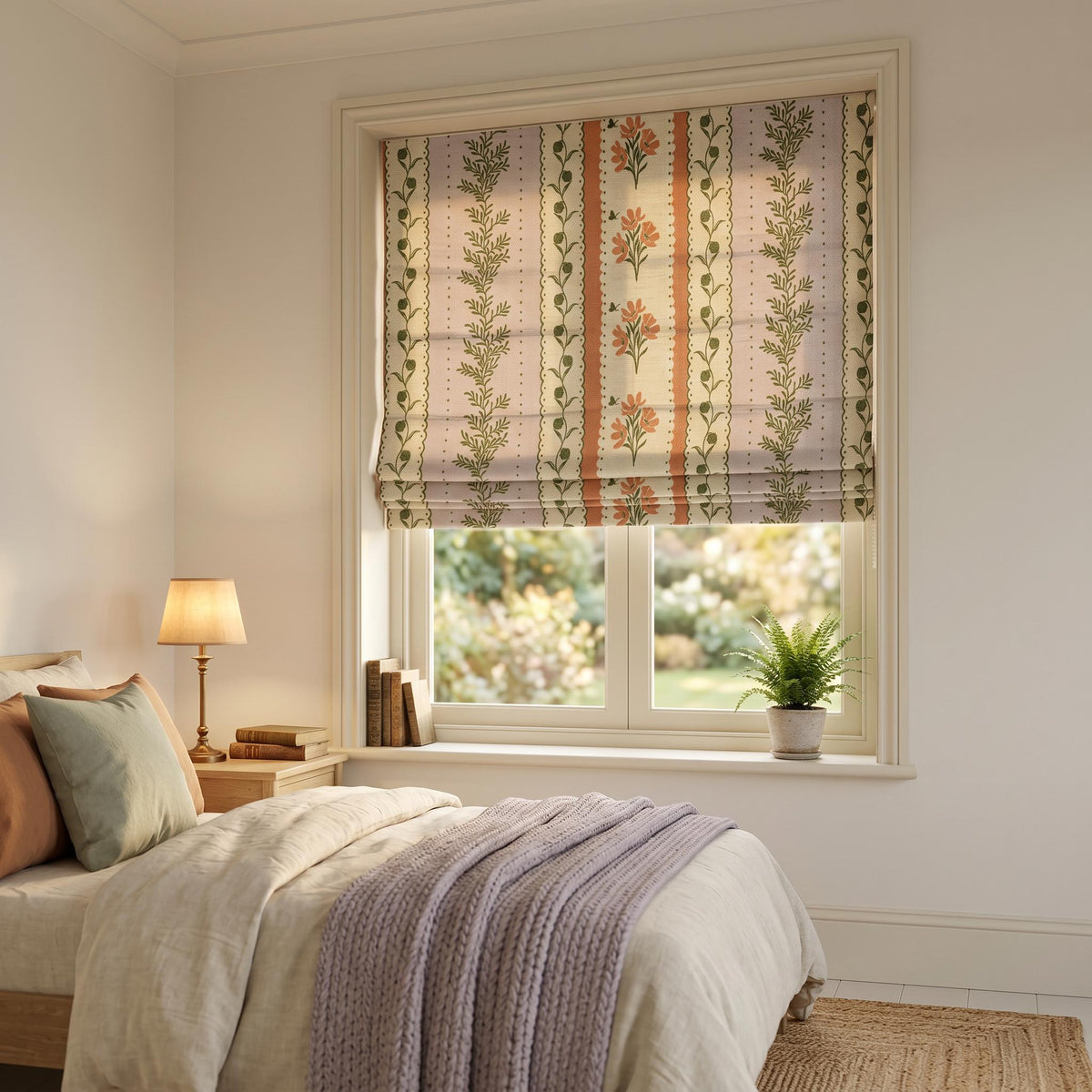 Floral Roman Shade, Linen Roman Blind, Custom Window Treatment, Botanical Print Curtain, Farmhouse Window Shade, Corded Roman Blind