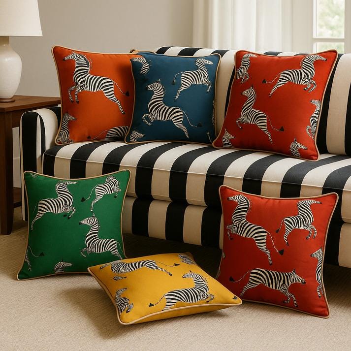 Linen Cotton Zebra Print Cushion Cover - Animal Motif Pillow (16x16)