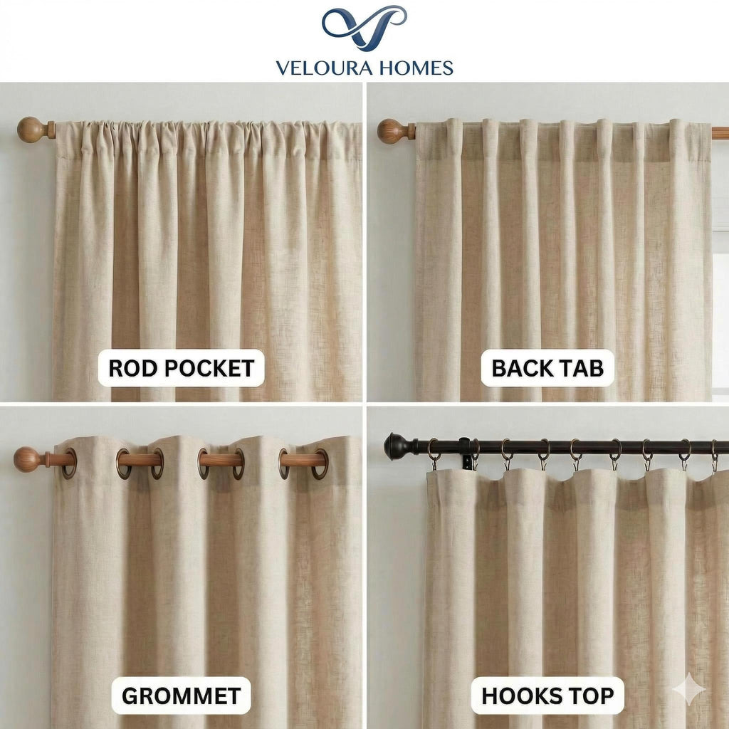 Textured Woven Curtains | Green Beige Neutral Drapes | Modern Living Room Panels