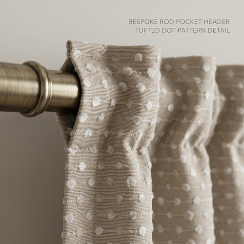 Beige Dot Curtains, Textured Polka Dot Curtain Panels, Neutral Farmhouse Drapes, Custom Bedroom Living Room Curtains
