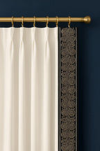 Embroidered Lace Trim: Black & Cream Floral Cotton-Poly Border