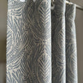 Blue Slate Botanical Linen Drapes, Muted Blue Fern Leaf Curtain Panels, Earthy Leafy Print Curtains, Blackout or Light Filtering