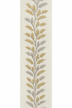 Embroidered Vine Leaf Curtain Trim: Green or Gold Grey, 9cm Wide