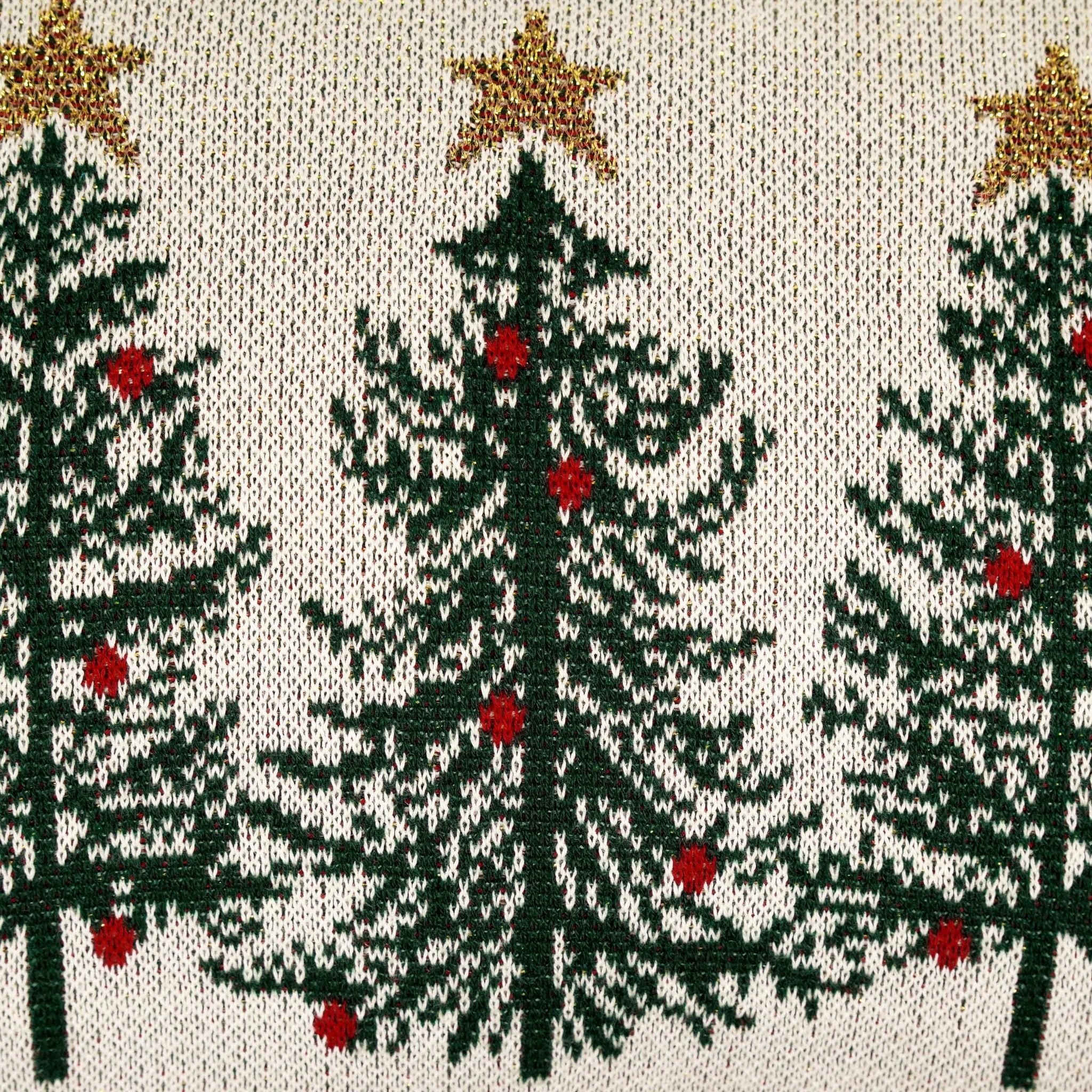 Festive Knit Cushion Cover | Cotton Lumbar Pillow | Winter Tree & Stocking Designs | Handmade Knitted Cover