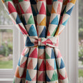 Colorful Geometric Triangle Nursery Curtains, OEKO-TEX Cotton Linen Kids Drapes, Watercolor Abstract Playroom Window Panels