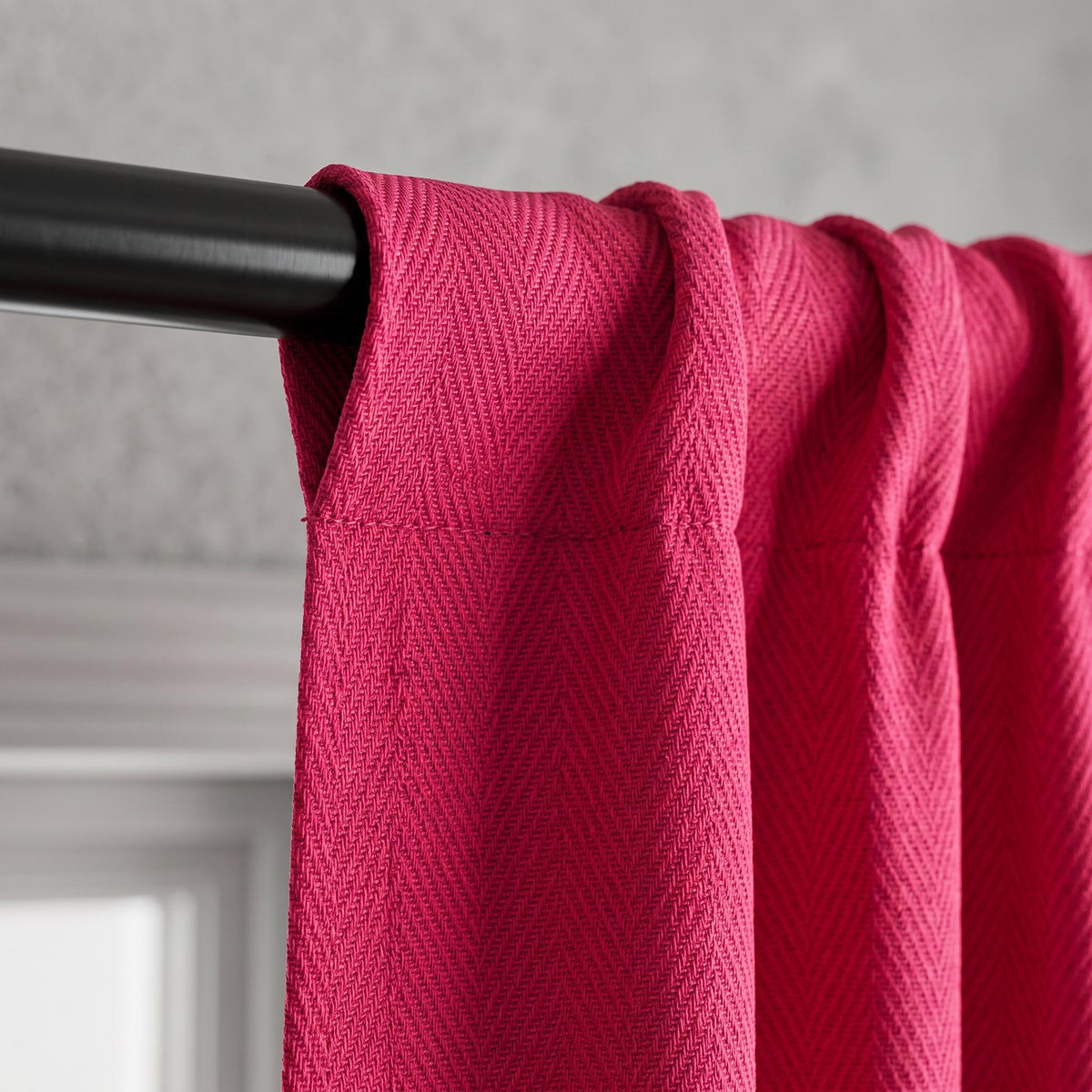 Vibrant Hot Pink Herringbone Curtains, Woven Fuchsia Drapes, Custom Window Panels, Bright Magenta Decor for Bedroom & Living Room