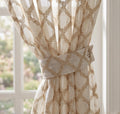 Beige Sheer Curtains, Geometric Sheer Drapes, Ivory Window Panels, Neutral Sheer Curtains, Custom Grommet Curtains, Modern Farmhouse