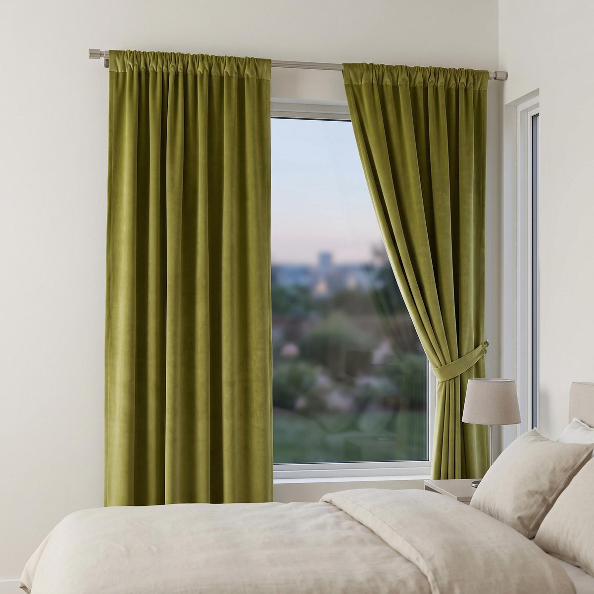 Olive Green Velvet Curtain Panel, Plush Textured Drapes, Custom Window Treatment