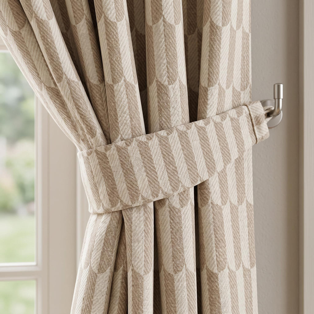 Modern Textured Cotton Blend Curtain Panel | Neutral Beige Window Curtains | Custom Woven Drapes