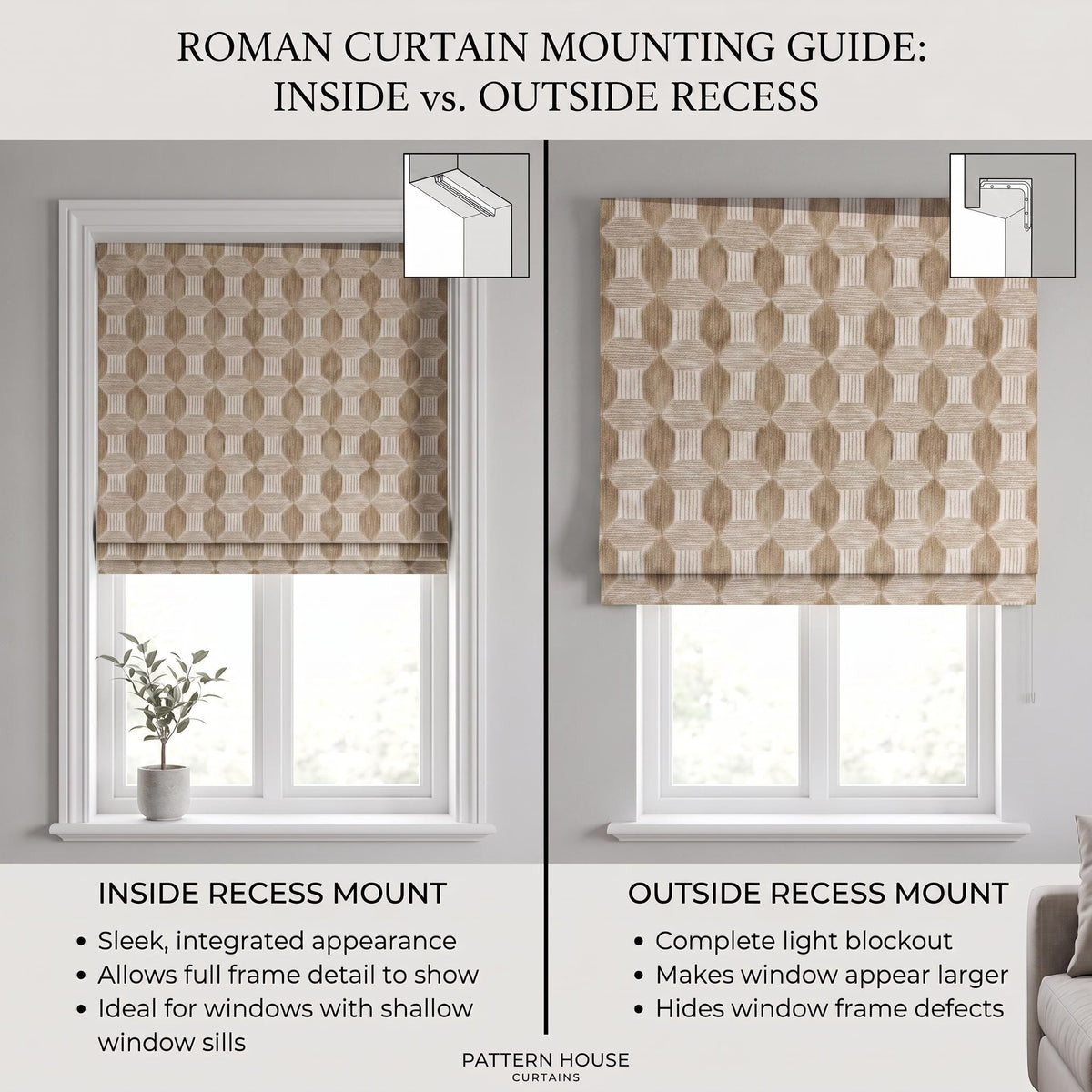 Blue Beige Geometric Roman Shade, Custom Upholstery Fabric Window Blind, Modern Abstract Roman Blind, Boho Window Treatment