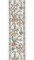 Regal French Country Embroidered Trim - Dusty Rose & Sage Floral Ribbon