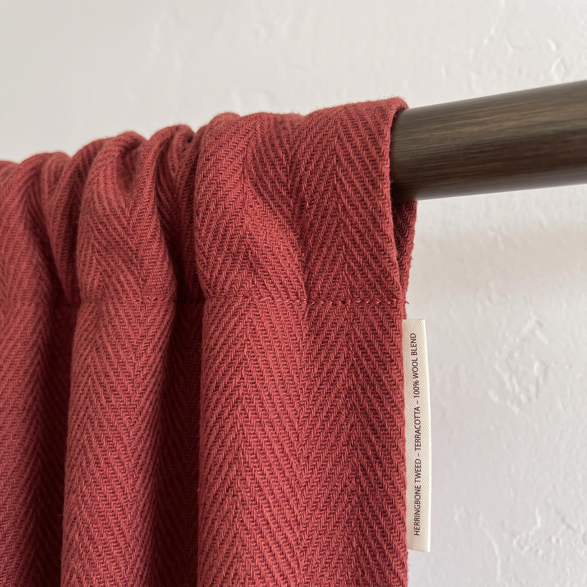 Brick Red Herringbone Curtains, Textured Woven Drapes, Custom Window Panels, Traditional Modern Home Decor