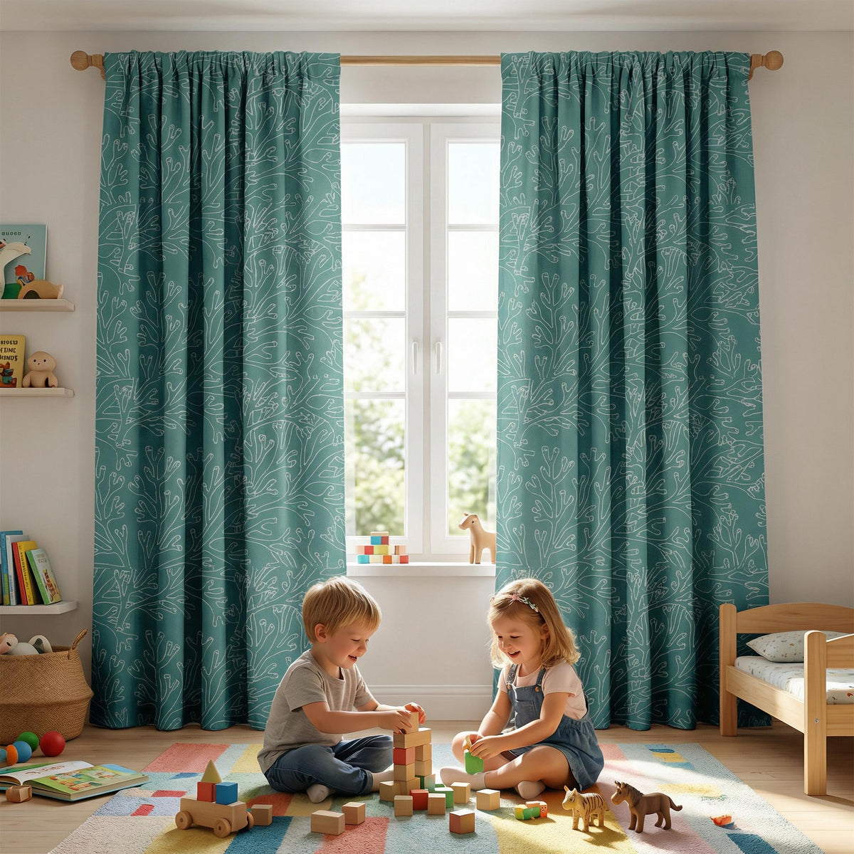 Pastel Plaid Linen Look Curtains, Designer Kids Drapes – Custom Nursery Window Panels