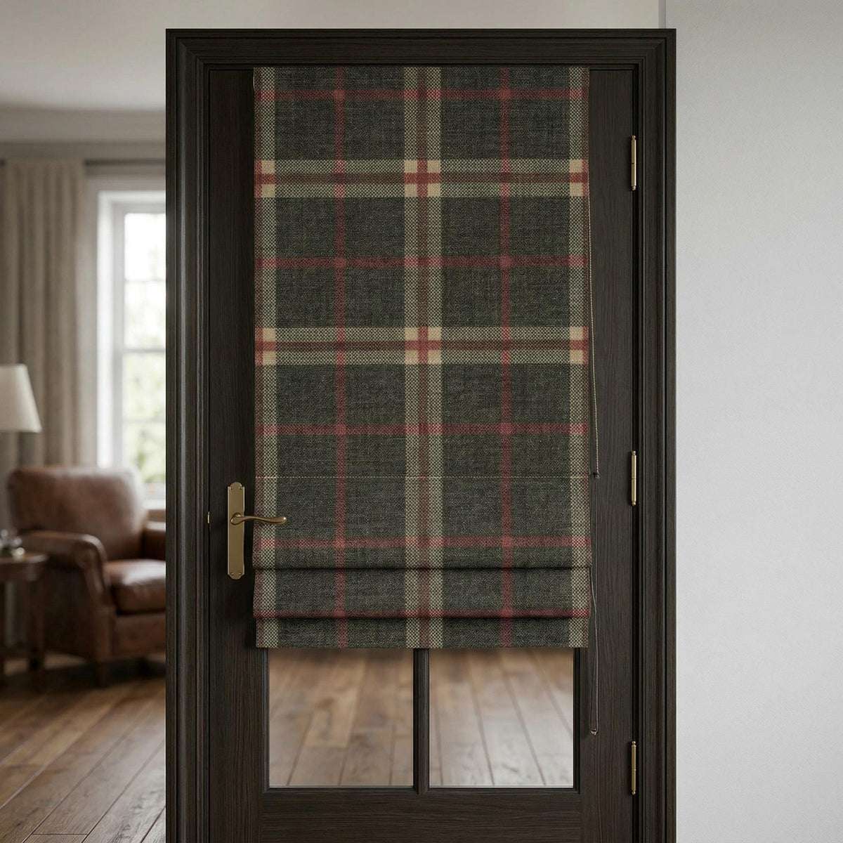 Plaid Roman Shade | Tartan Roman Blind | Custom Roman Shade | Farmhouse Window Shade | Linen Look Roman Curtain