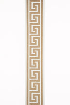 Greek Key Embroidered Trim: Blue & Ivory Cotton Canvas Border, 4" Wide