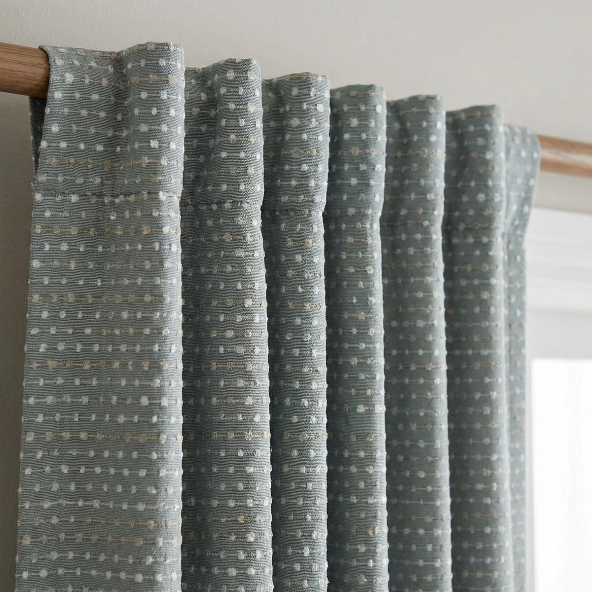 Textured Stripe Curtains | Neutral Linen Look with Raised Dots