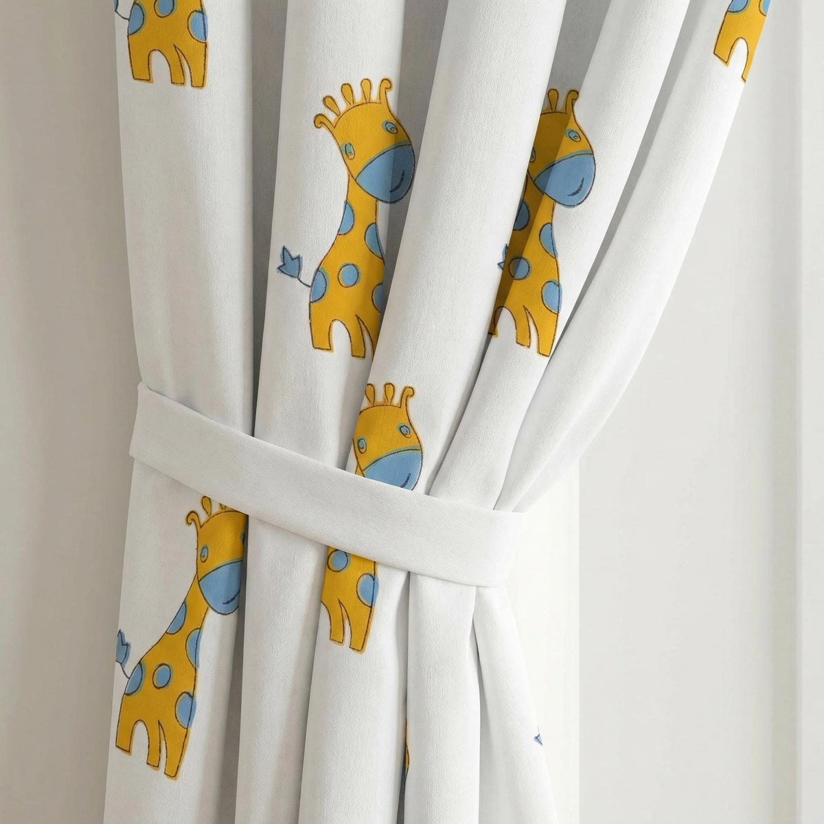 Hand Block Print Cotton Curtains | Yellow Giraffe Nursery Decor