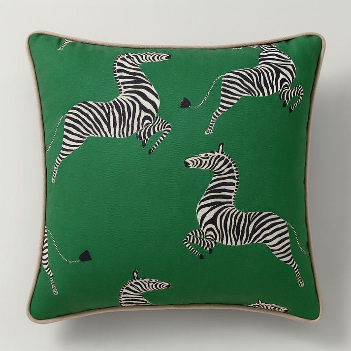 Linen Cotton Zebra Print Cushion Cover - Animal Motif Pillow (16x16)