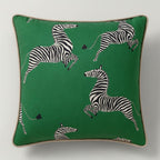 Linen Cotton Zebra Print Cushion Cover - Animal Motif Pillow (16x16)