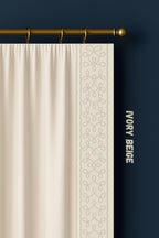 Embroidered Swirl Loop Trim: Ivory Beige & Taupe Brown Fabric Border