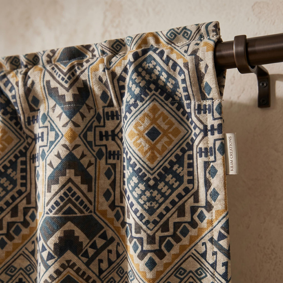 Southwestern Geometric Curtains, Earth Tone Aztec Drapes, Boho Tribal Window Panels, Rustic Linen Look Custom Curtains