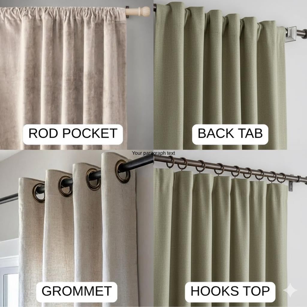 Blackout Linen Feel Curtain, Rod Pocket, Grommet, Hook, Track
