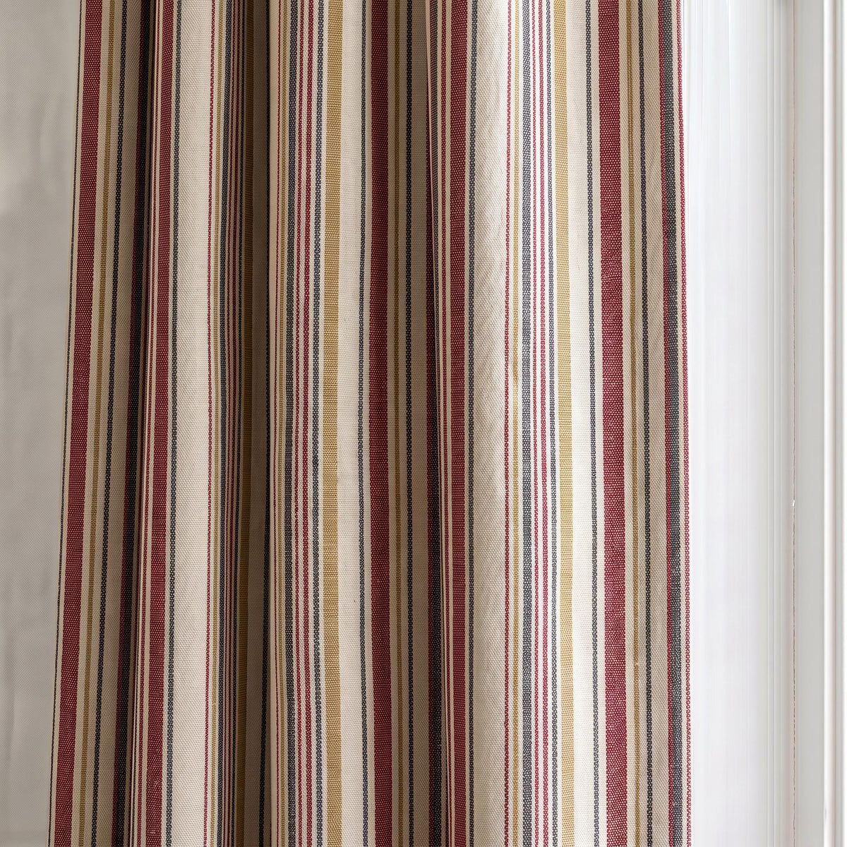 Rustic Red Stripe Curtains | Farmhouse Stripe Drapes | Custom Cotton Blend Curtain Panels | Vintage Country Window Treatment