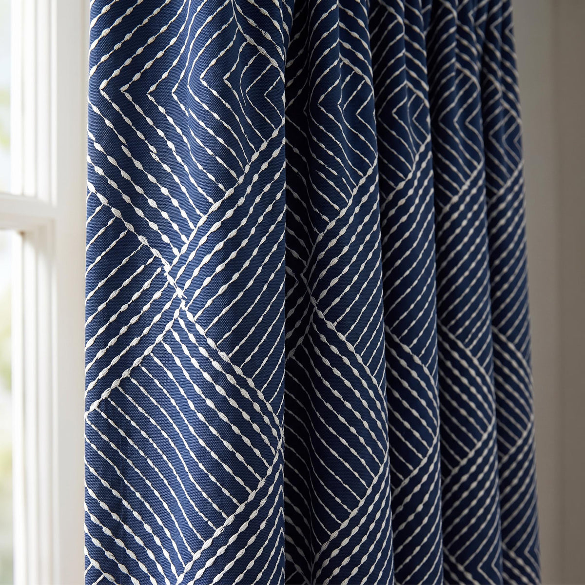 Navy Blue Geometric Roman Shades, Tailored Diamond Pattern Window Blinds for Living Room & Bedroom, Woven Fabric Window Coverings