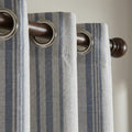 Blue Striped Cotton Linen Look Curtains, Vertical Stripe Drapes, Light Filtering Window Curtains, Custom Size Panels