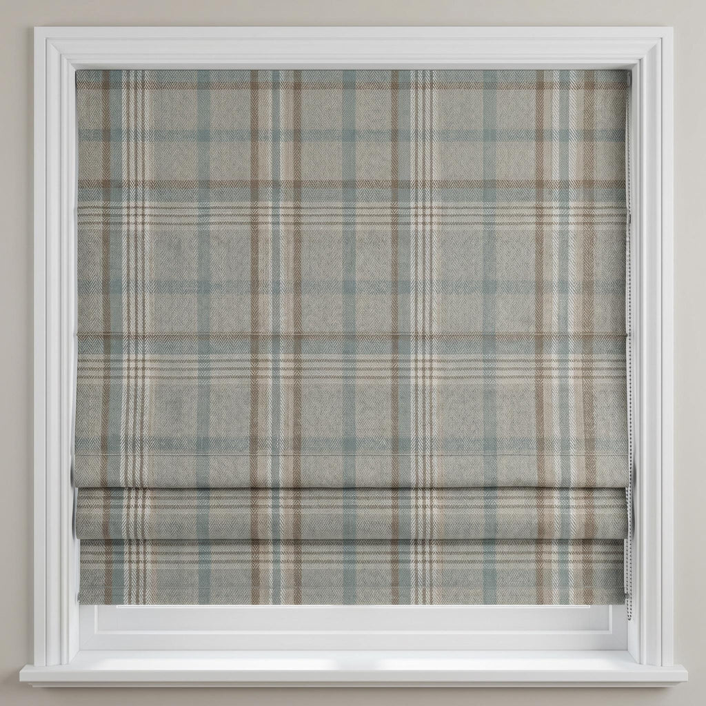 Plaid Roman Shade, Custom Window Shade, Neutral Check Roman Blind, Farmhouse Window Treatment, Corded Roman Shade, Made to Measure