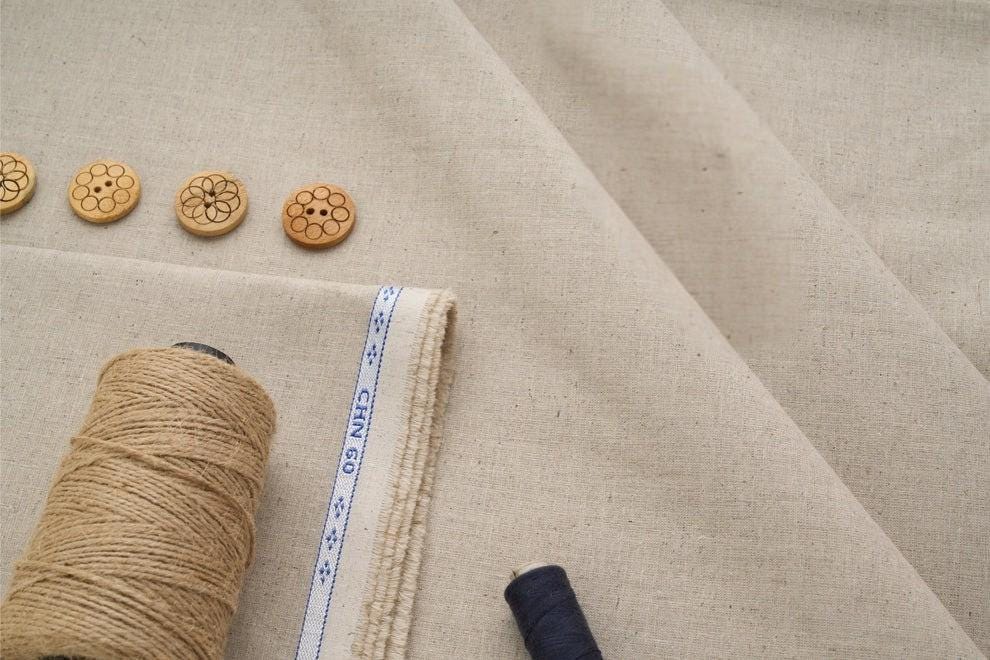 Natural Hemp Cotton Fabric: Lightweight Woven Blend for Sewing