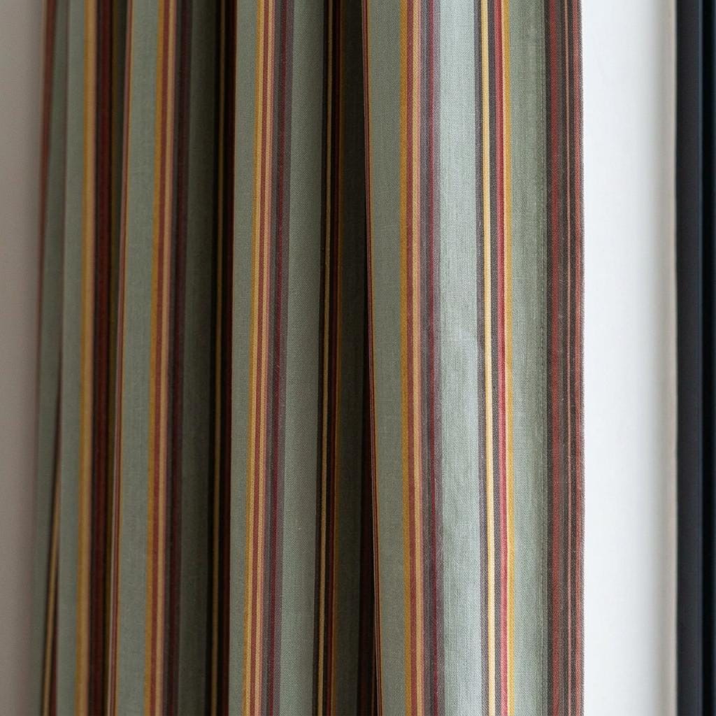 Custom Striped Curtains, Sage Green Vertical Stripe Curtain Panel, Linen Look Drapes, Farmhouse Window Curtains, Privacy or Blackout Lining