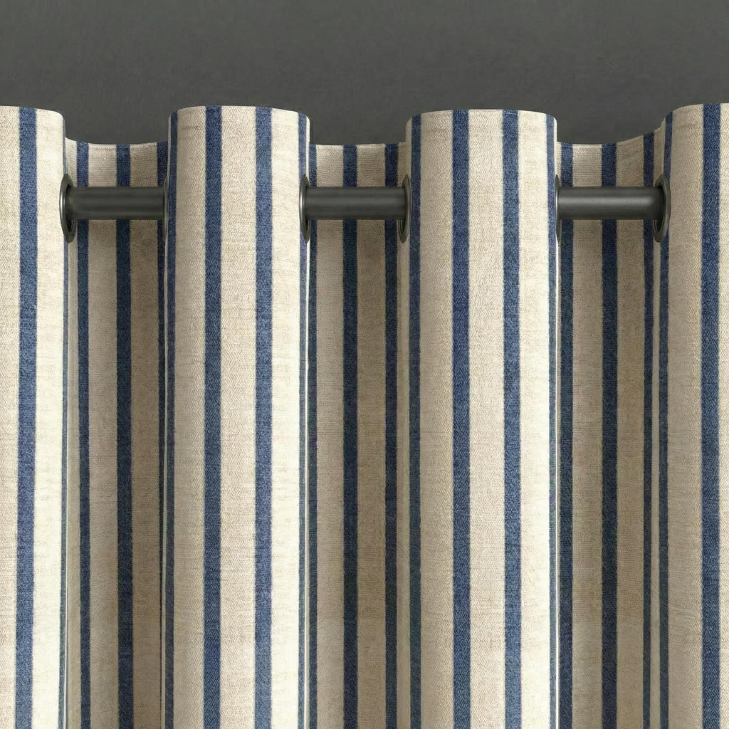 Scandinavian Striped Curtain – Natural Linen Look – Custom Sizes | Grommet Top | Farmhouse, Coastal, Minimalist Decor
