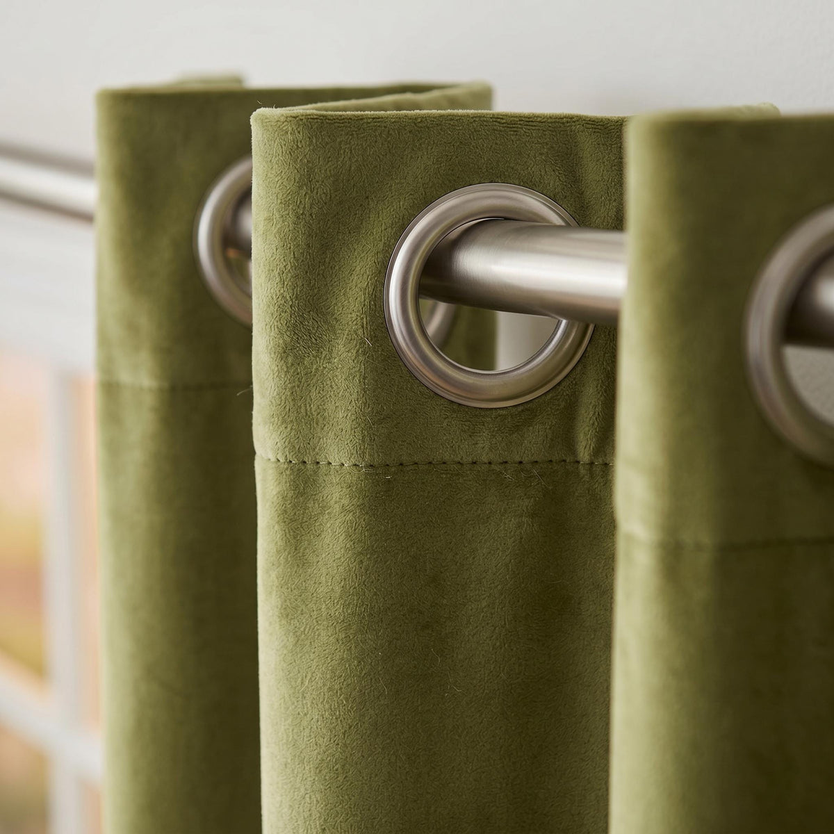 Olive Green Velvet Curtain Panel, Plush Textured Drapes, Custom Window Treatment