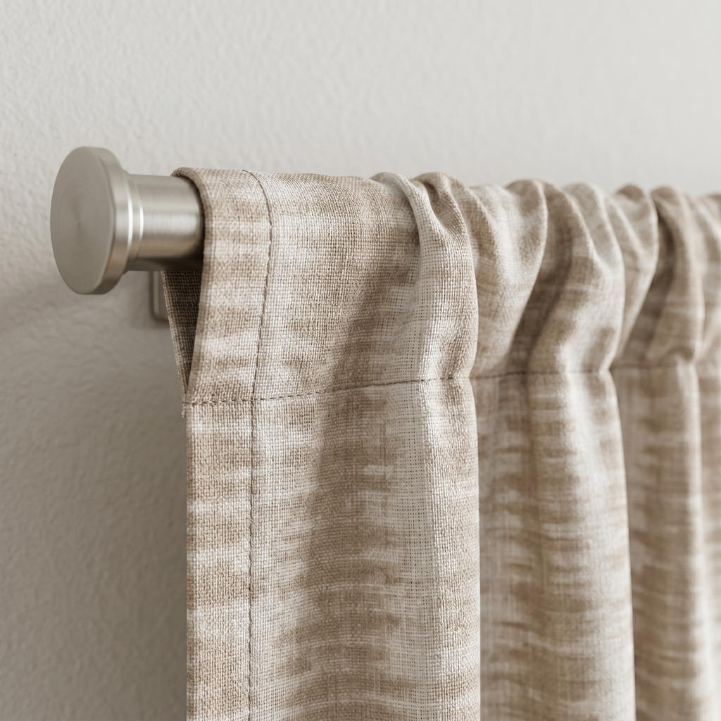Taupe Linen Blend Curtains, Neutral Ikat Stripe Drapes, Beige Light Filtering Curtain Panel, Custom Window Curtains