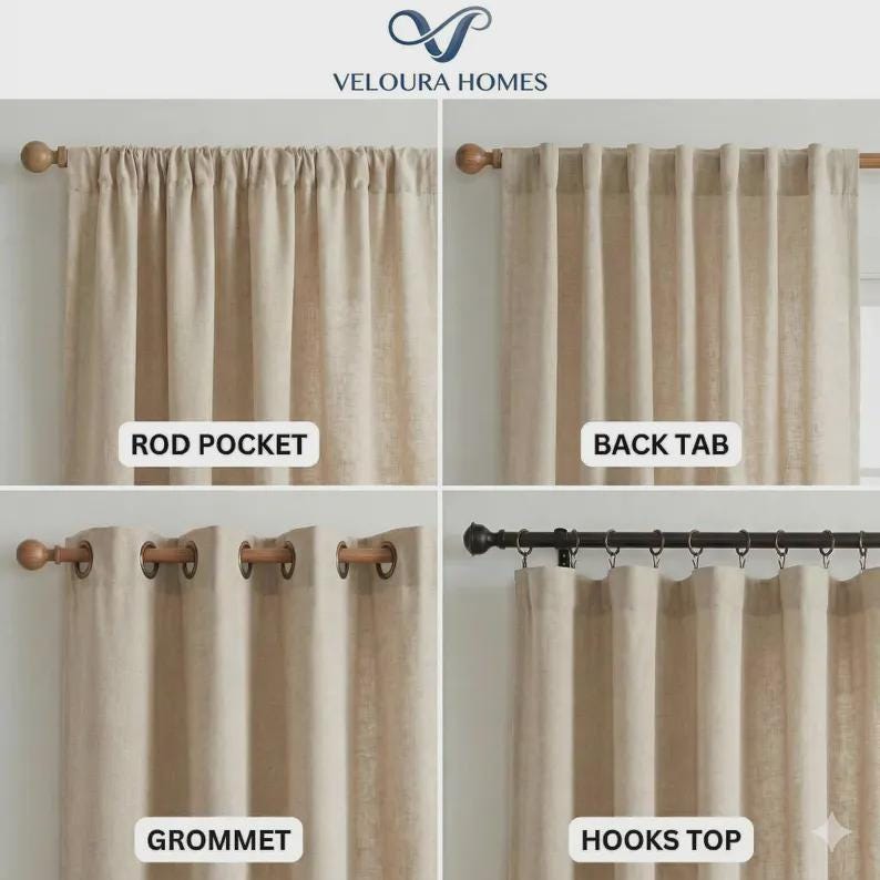 Terracotta Linen Look Curtains, Rust Brown Curtains, Solid Light Filtering Drapes, Custom Living Room Curtain Panel