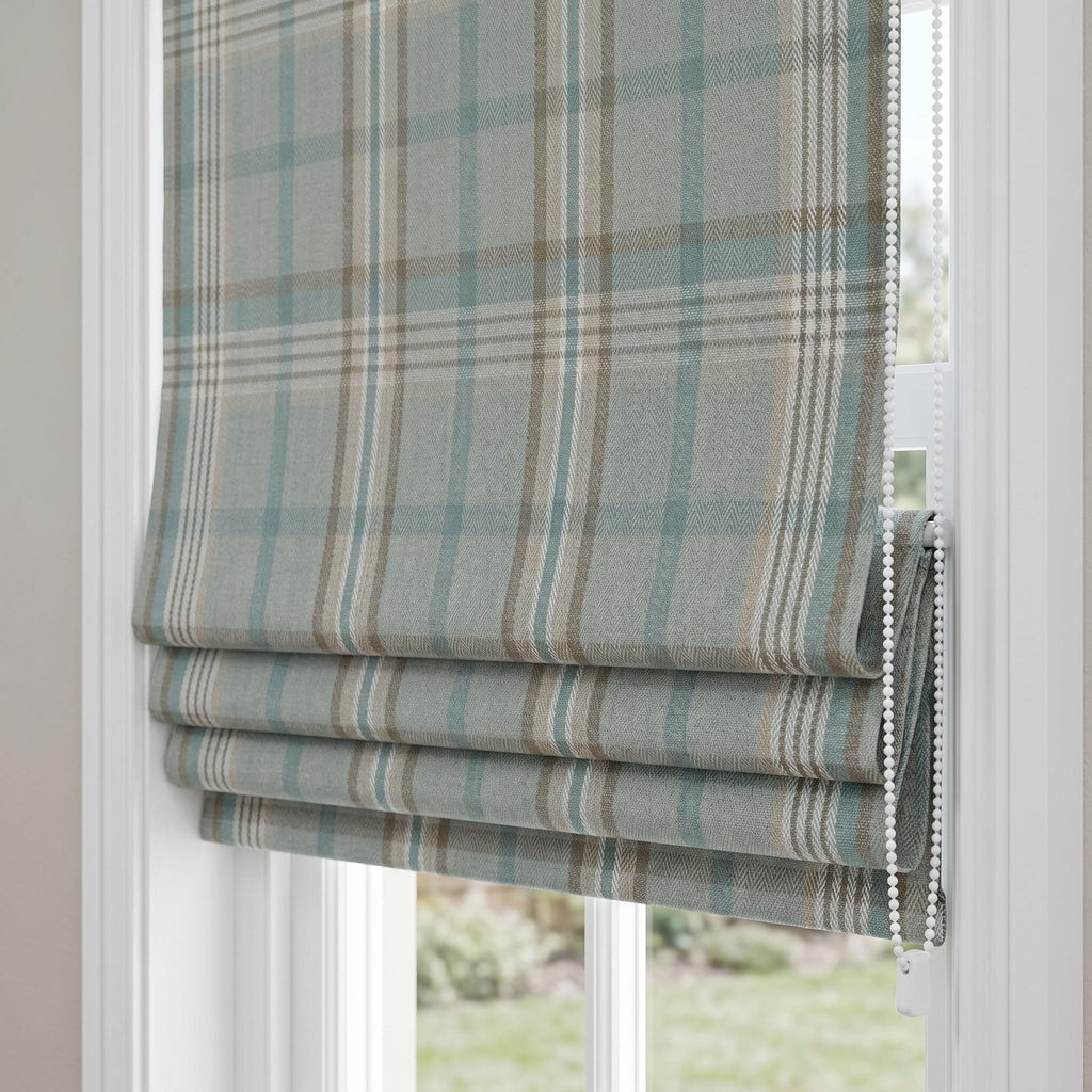 Plaid Roman Shade, Custom Window Shade, Neutral Check Roman Blind, Farmhouse Window Treatment, Corded Roman Shade, Made to Measure