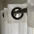 White Raised Dot Curtains, Embroidered Stripe Drapes, Custom Linen Look Curtain, Farmhouse Cottage Window Treatment