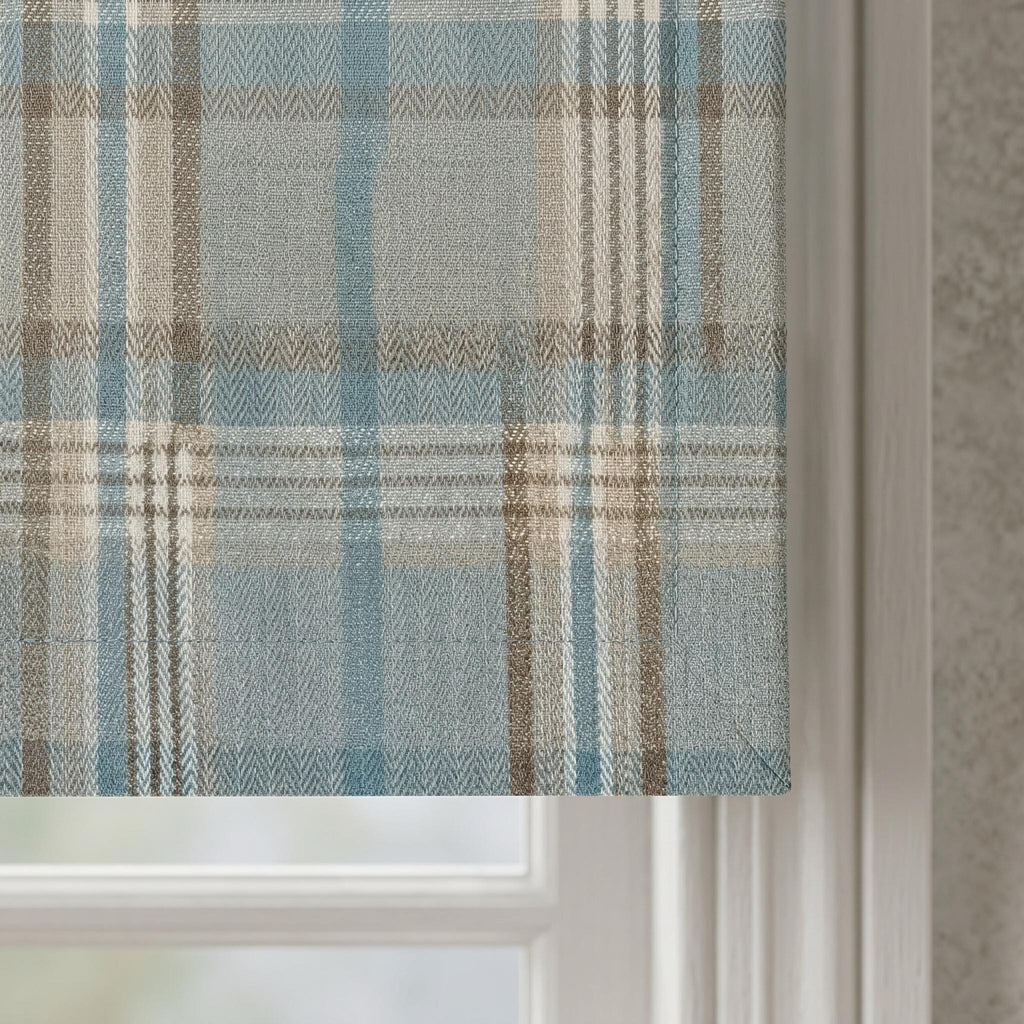 Plaid Roman Shade, Custom Window Shade, Neutral Check Roman Blind, Farmhouse Window Treatment, Corded Roman Shade, Made to Measure