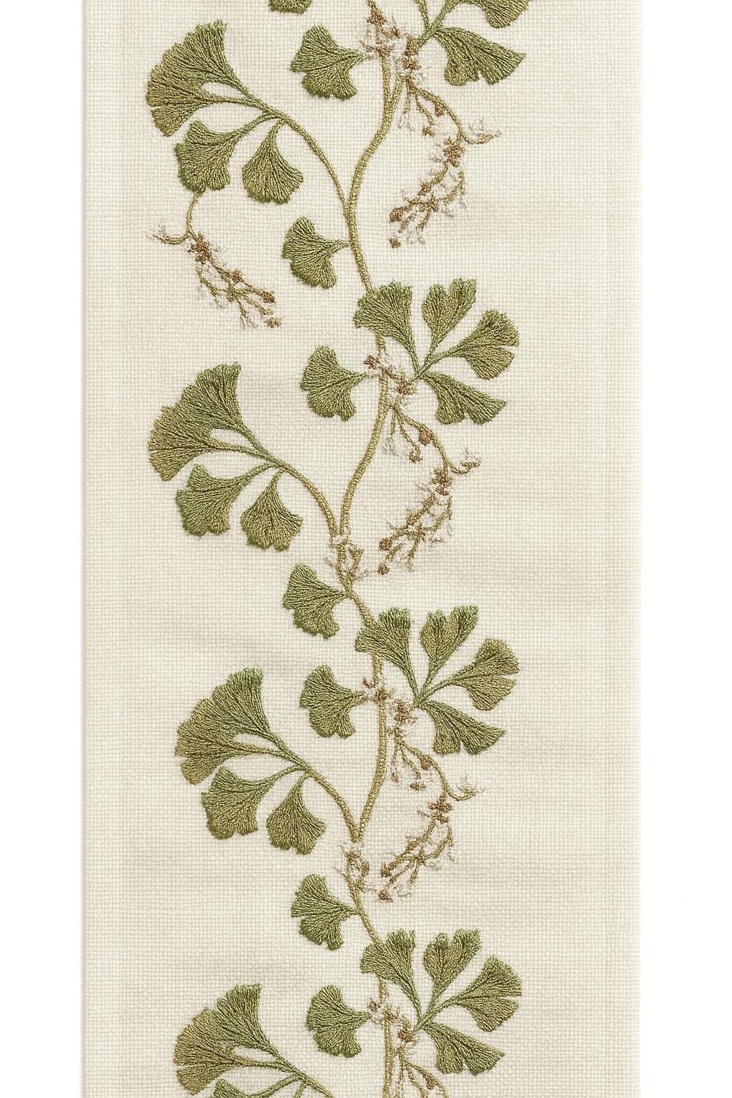 Embroidered Floral Trim: Blue, Gold & Olive Green Cotton-Polyester Jacquard Border