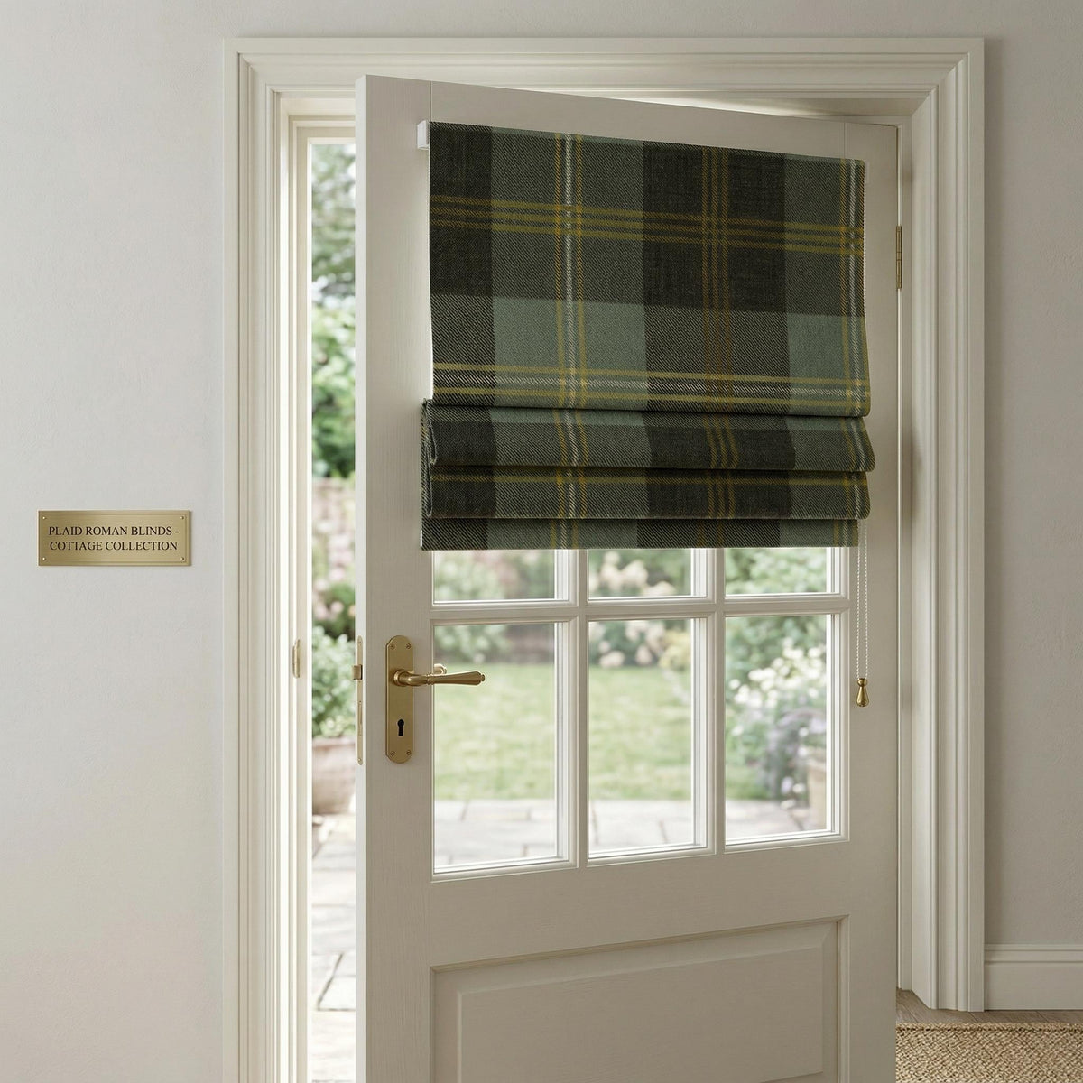 Plaid Roman Shade with Chain | Green Tartan Roman Blind | Custom Roman Shade | Farmhouse Window Shade | Blackout Option