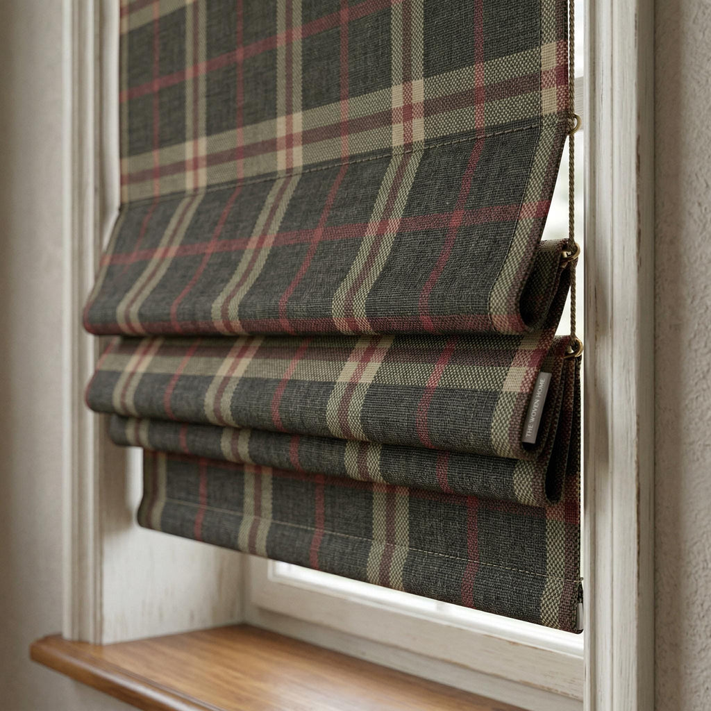 Plaid Roman Shade | Tartan Roman Blind | Custom Roman Shade | Farmhouse Window Shade | Linen Look Roman Curtain