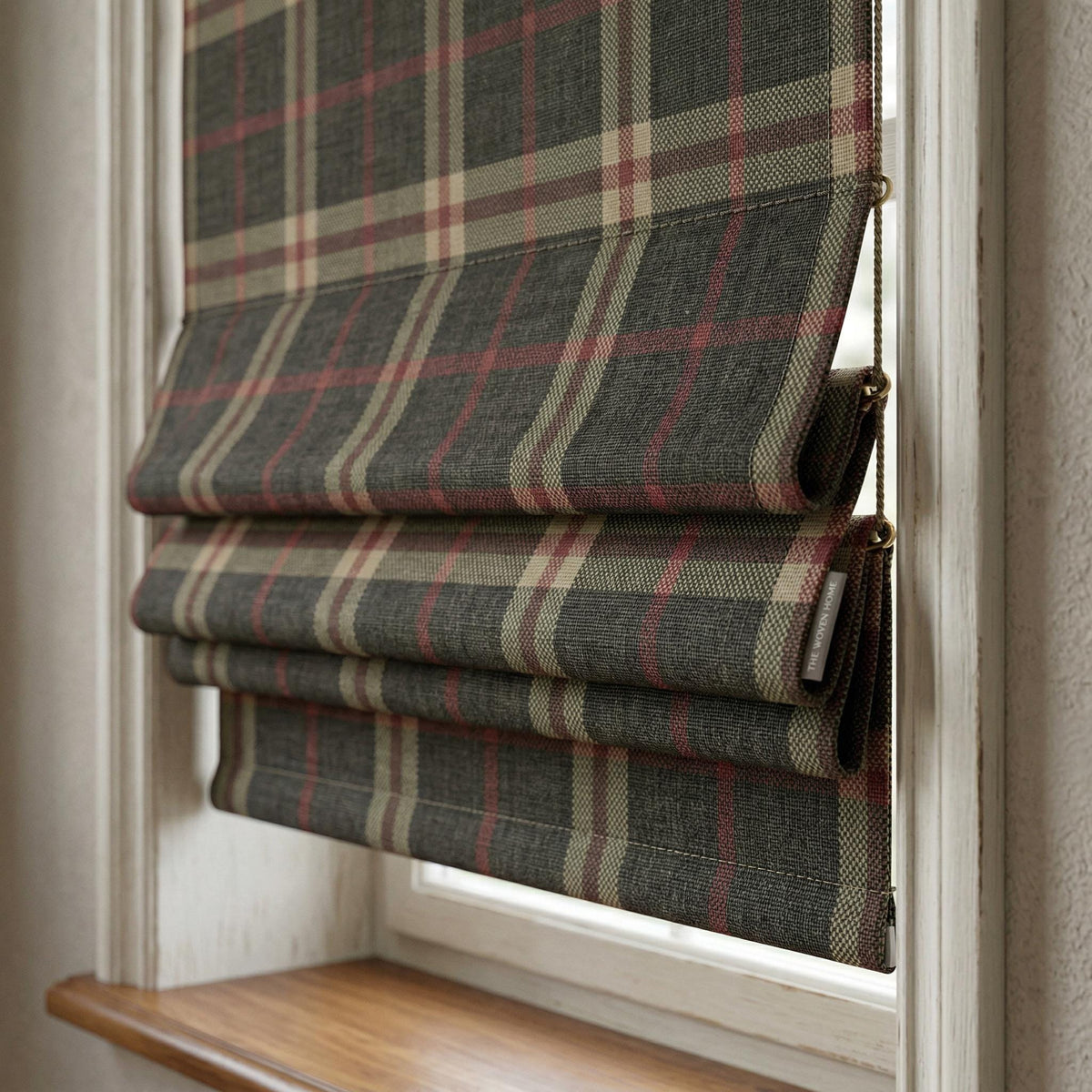 Plaid Roman Shade | Tartan Roman Blind | Custom Roman Shade | Farmhouse Window Shade | Linen Look Roman Curtain