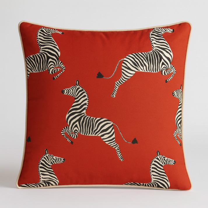 Linen Cotton Zebra Print Cushion Cover - Animal Motif Pillow (16x16)