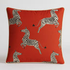 Linen Cotton Zebra Print Cushion Cover - Animal Motif Pillow (16x16)