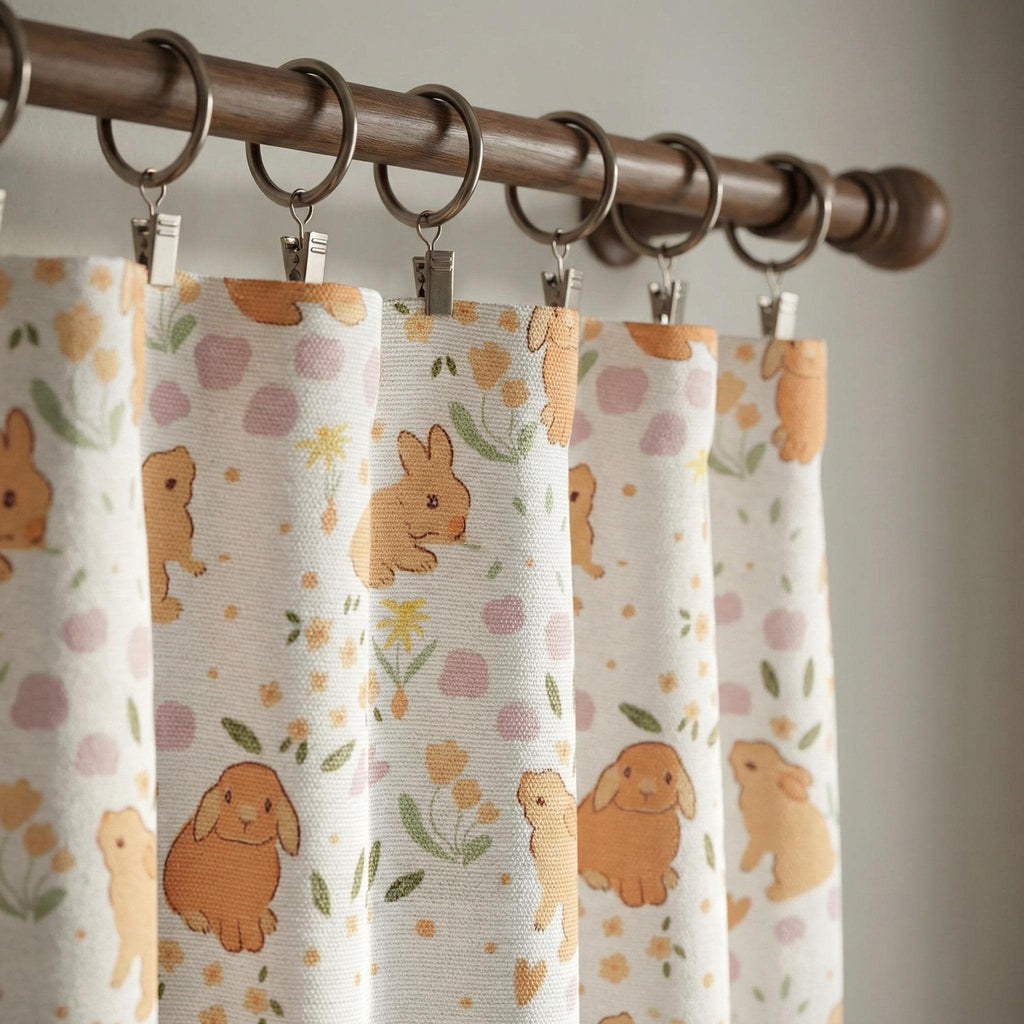 Sheep Nursery Curtains Pink, Baby Girl Farm Animal Window Panels, Custom Kids Blackout Drapes