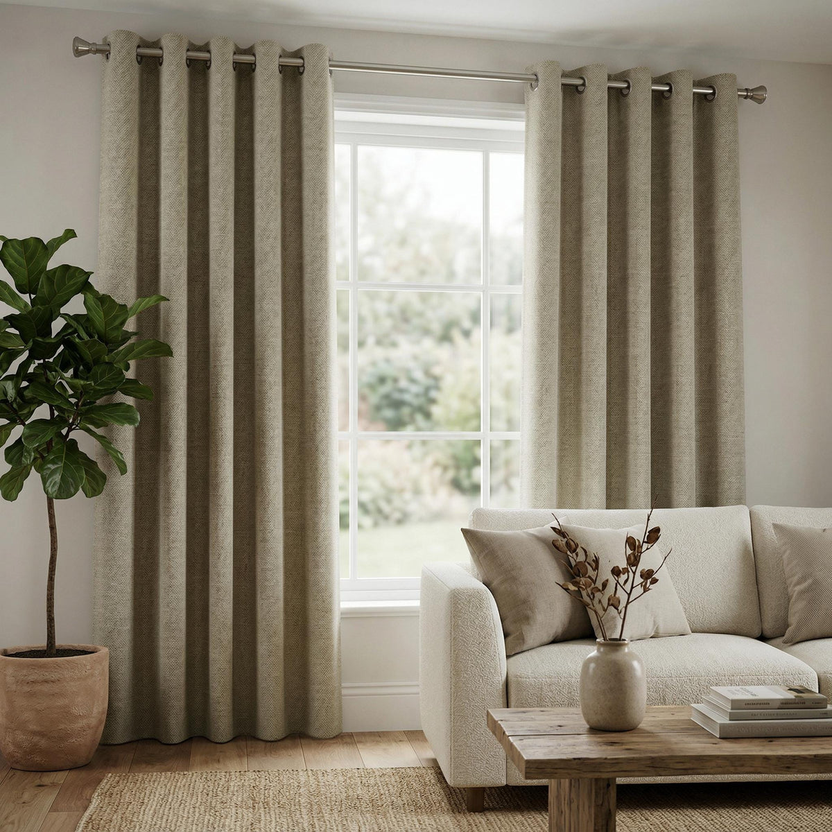 Sage Green Faux Linen Blackout Curtains | Custom Minimalist Drapes