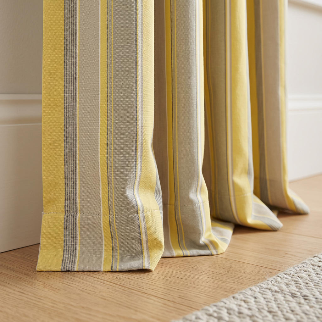 Yellow & Beige Striped Curtains , Modern Farmhouse Drapes , Custom Window Panels , Cottage Style Curtains , blackout Option