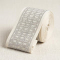Silver Embroidered Sequin Trim – Beige Geometric Lace Border, by the Yard